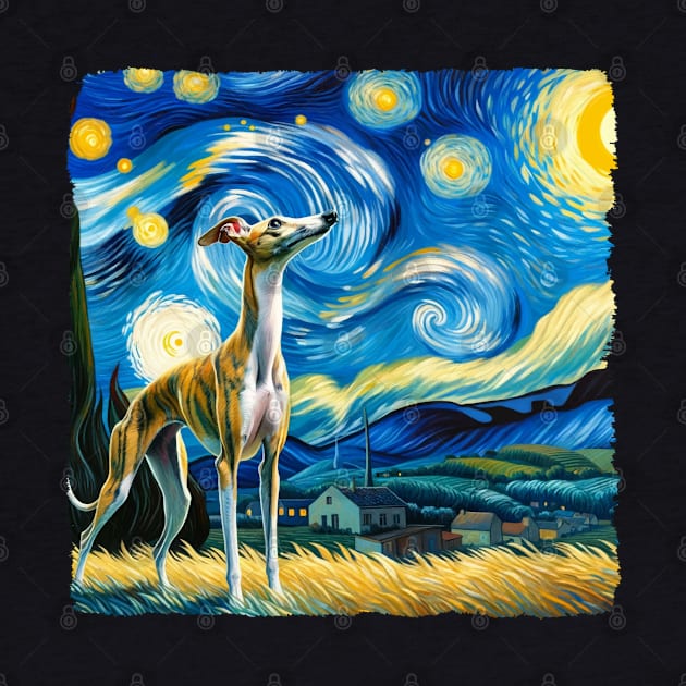 Starry Whippet Dog Portrait - Pet Portrait by starry_night